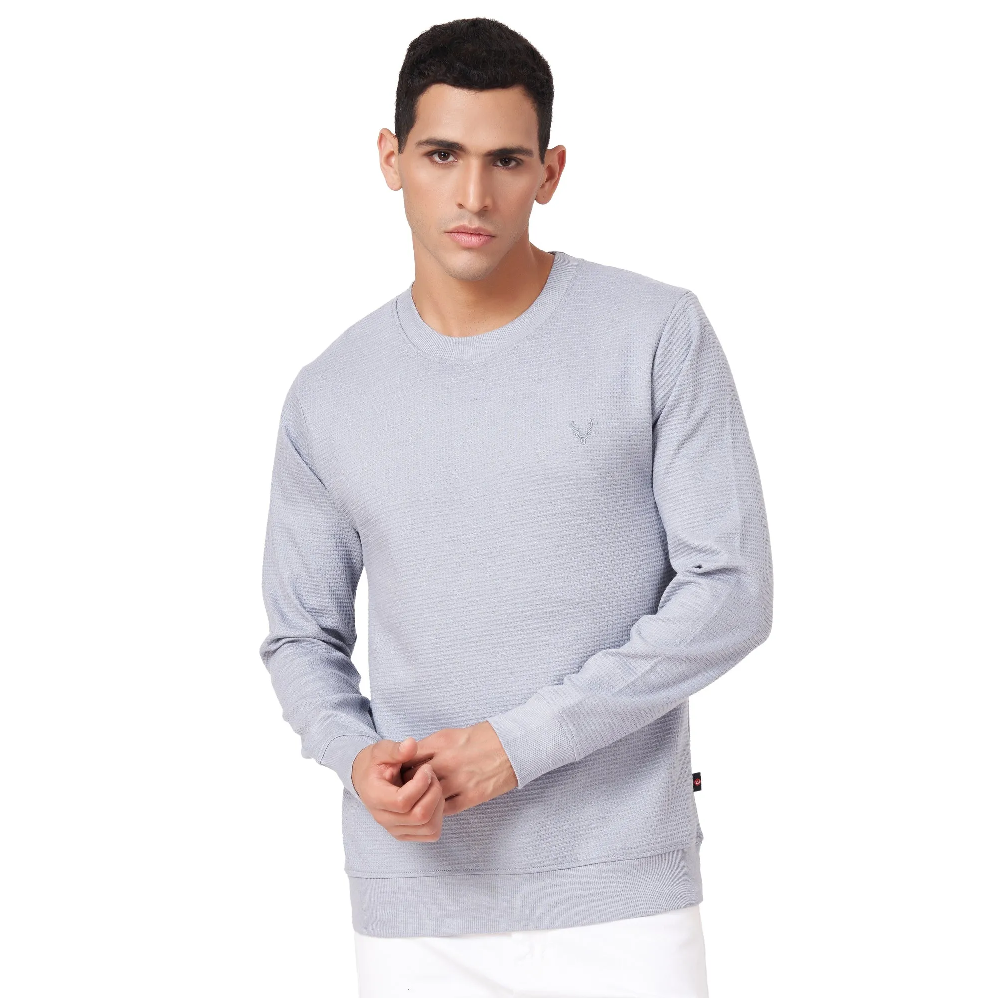 100% Cotton Waffle Knit Full Sleeve Round Neck Sweatshirt