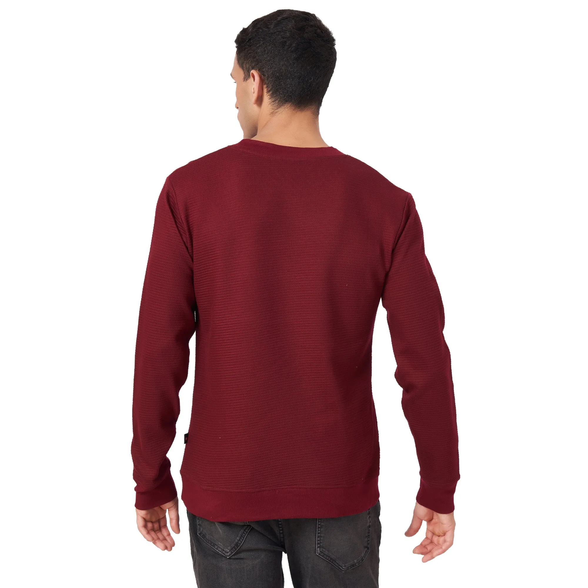 100% Cotton Waffle Knit Full Sleeve Round Neck Sweatshirt