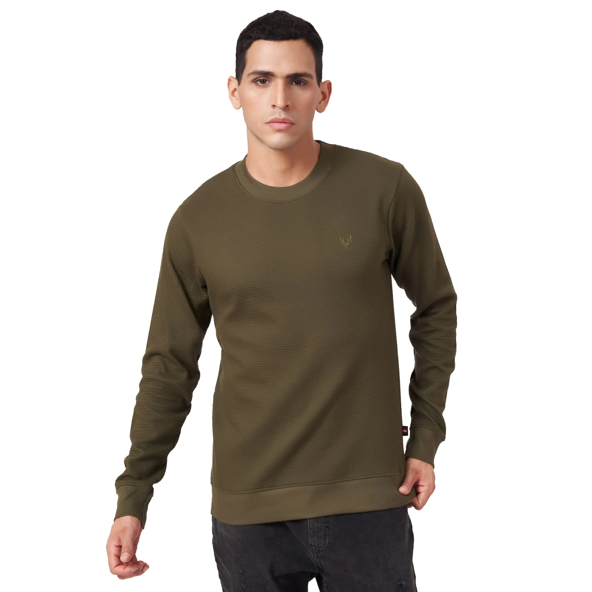 100% Cotton Waffle Knit Full Sleeve Round Neck Sweatshirt