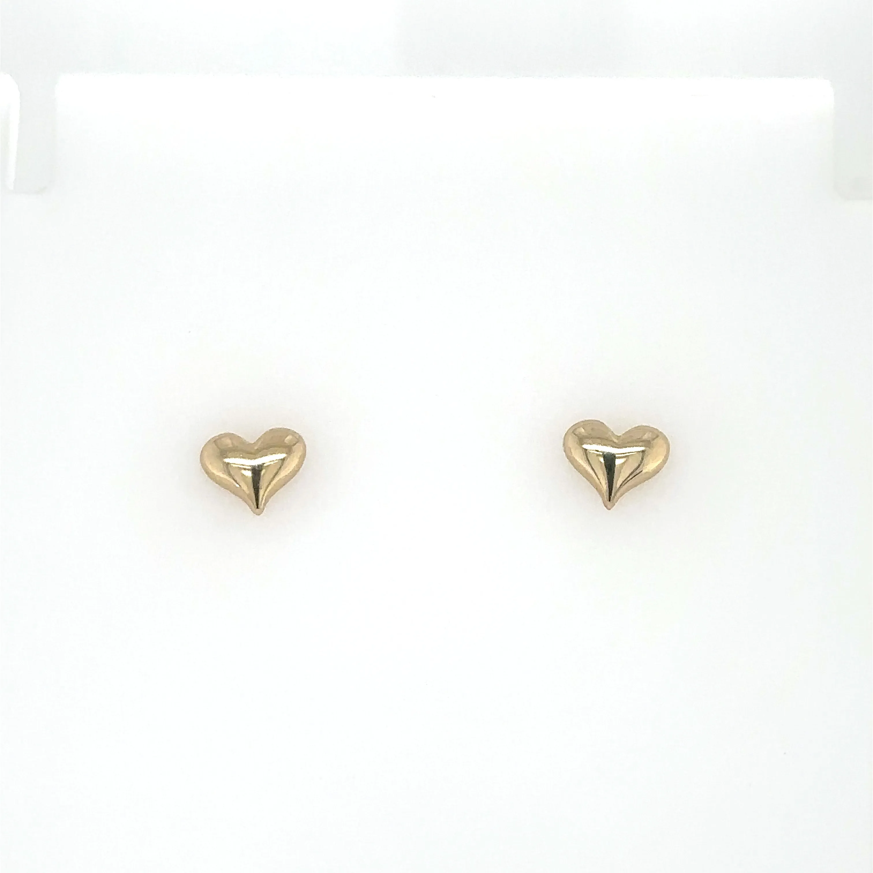 14K Gold Mini Puffy Heart Studs