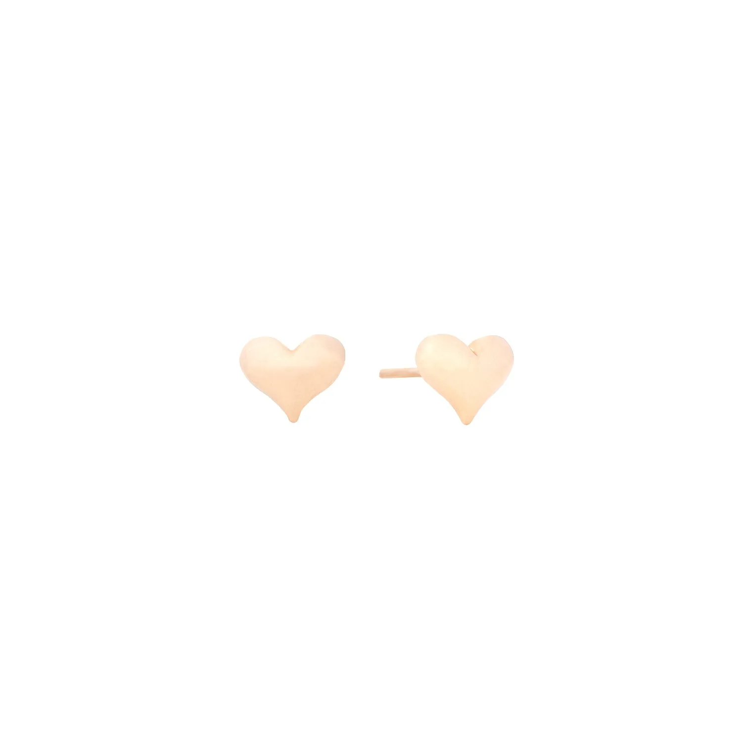 14K Gold Mini Puffy Heart Studs