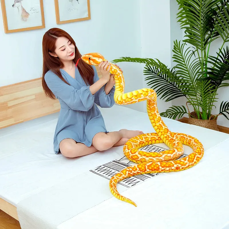 1pc Simulation Plush toys Giant Yellow Snake animals python Cloth Toy Stuffed Dolls Bithday Christmas Gifts For baby Kids