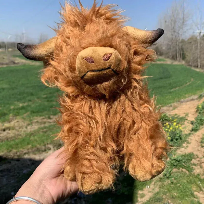 28cm Simulation Highland Cow Plush Animal Doll Soft Stuffed Highland Cow Plush Toy Kawaii Kids Baby Gift Toy Home Room Decor