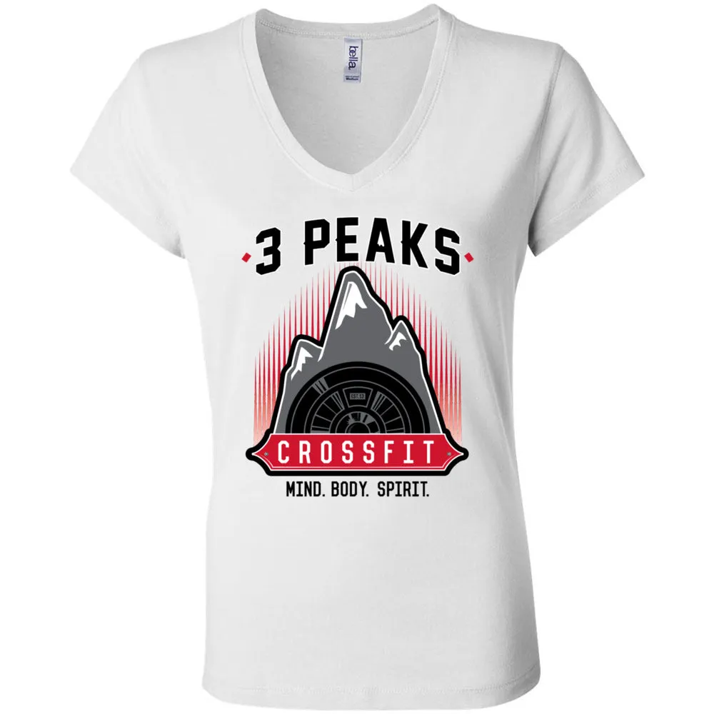 3 Peak CrossFit - 100 - Stacked - Women's V-Neck T-Shirt