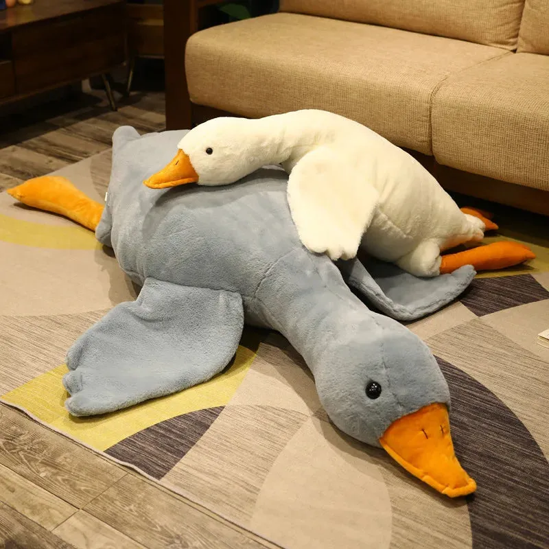 50-130cm Giant Duck Plush Toys Fluffy Sleep Pillow Cute Animal Stuffed Swan Goose Soft Dolls Floor Mat Kids Girls Birthday Gift