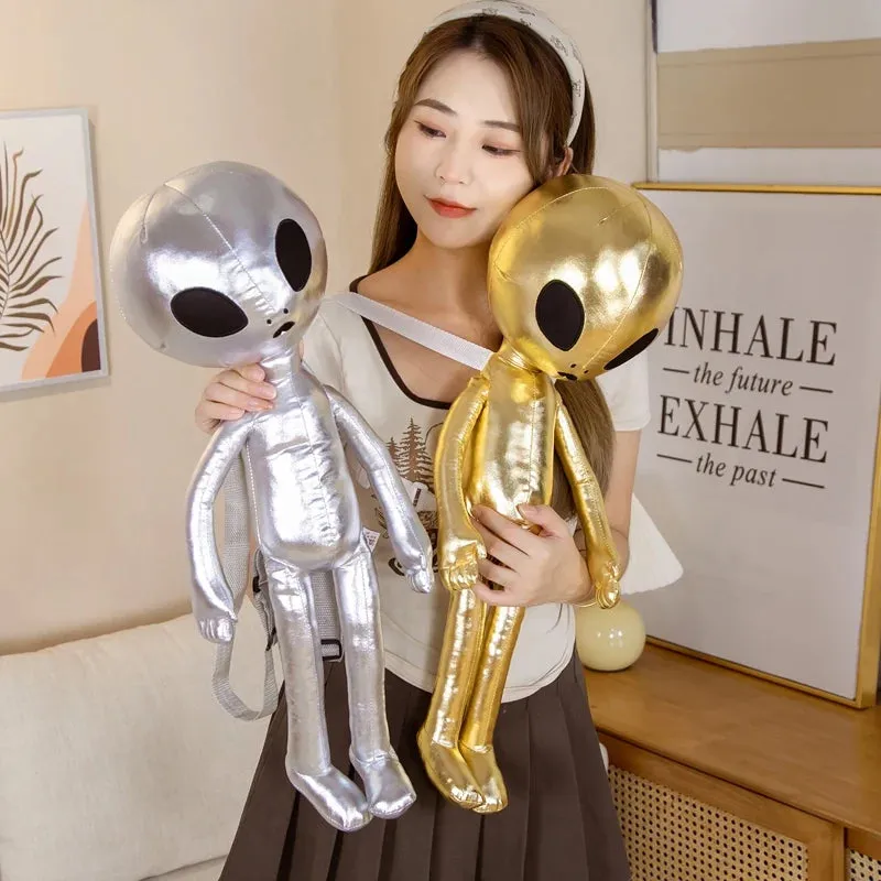 60cm Fashion Alien Backpack PU ET Extraterrestrial Soft Stuffed Plush Doll Plush Animal Toy Creative Gift for Children Kids