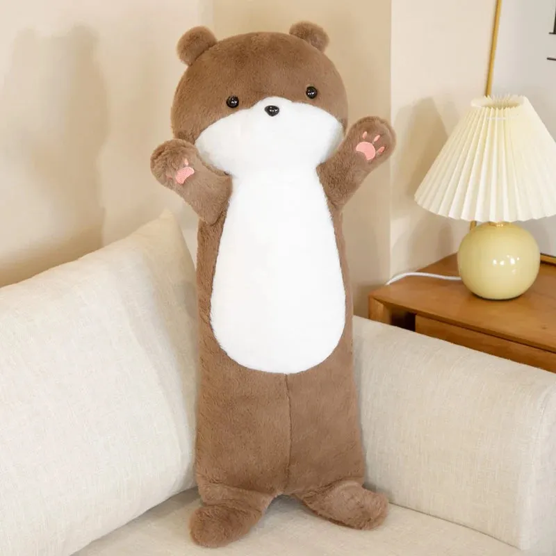 80cm Kawaii Pillow Reallife Otter Plush Anime Toy Realistic Wild Animal Stuffed Doll Soft Lovely Sloth Toys Cute Gift For Kids