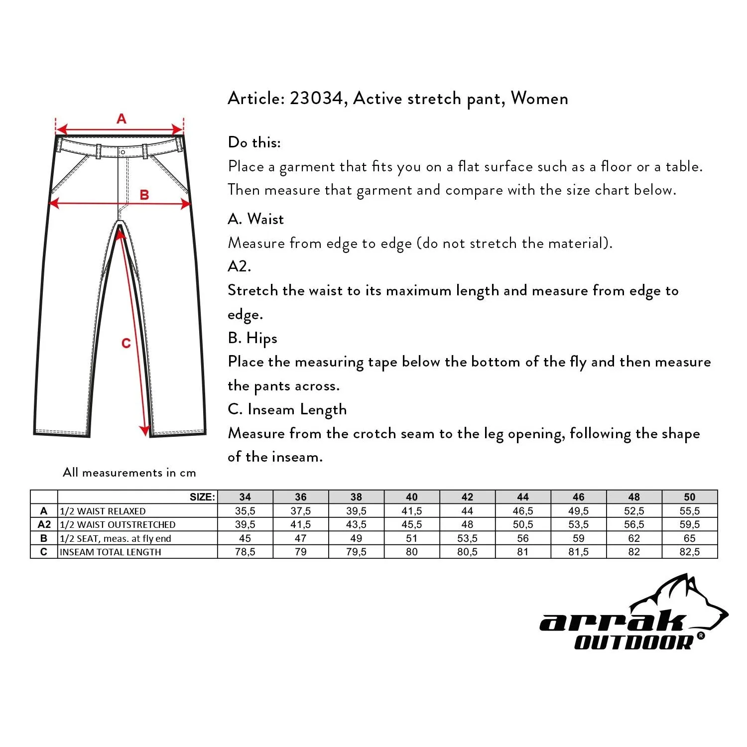 Active Stretch Pants Lady Black (Regular)