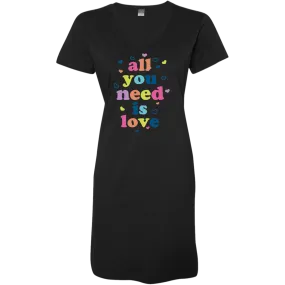 All You Need Is Love Ladies' V-Neck Fine Jersey Cover-Up