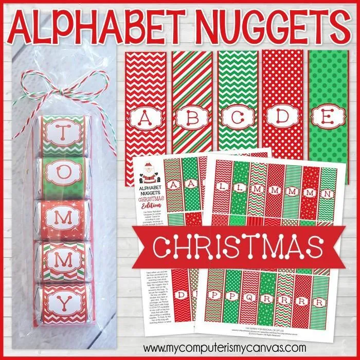 ALPHABET Nugget Wrappers {Christmas Edition} PRINTABLE