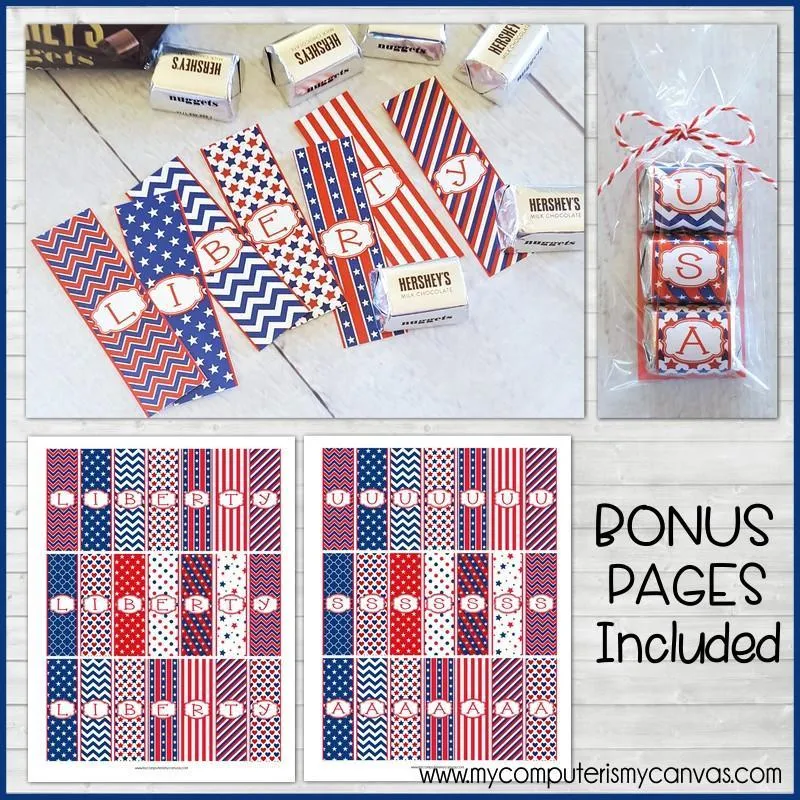 ALPHABET Nugget Wrappers {Patriotic} PRINTABLE