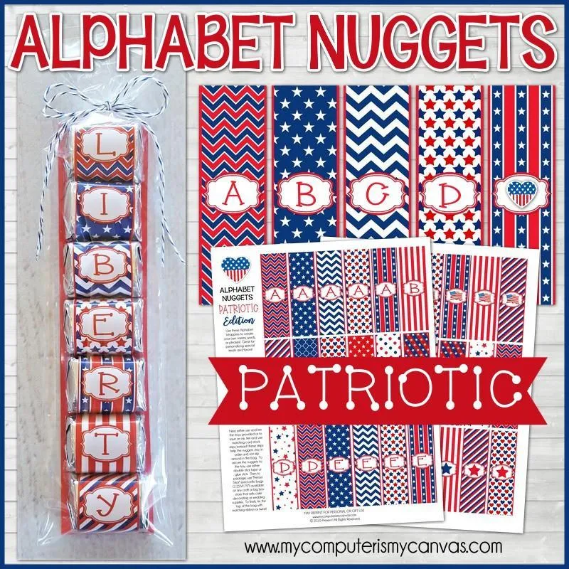 ALPHABET Nugget Wrappers {Patriotic} PRINTABLE