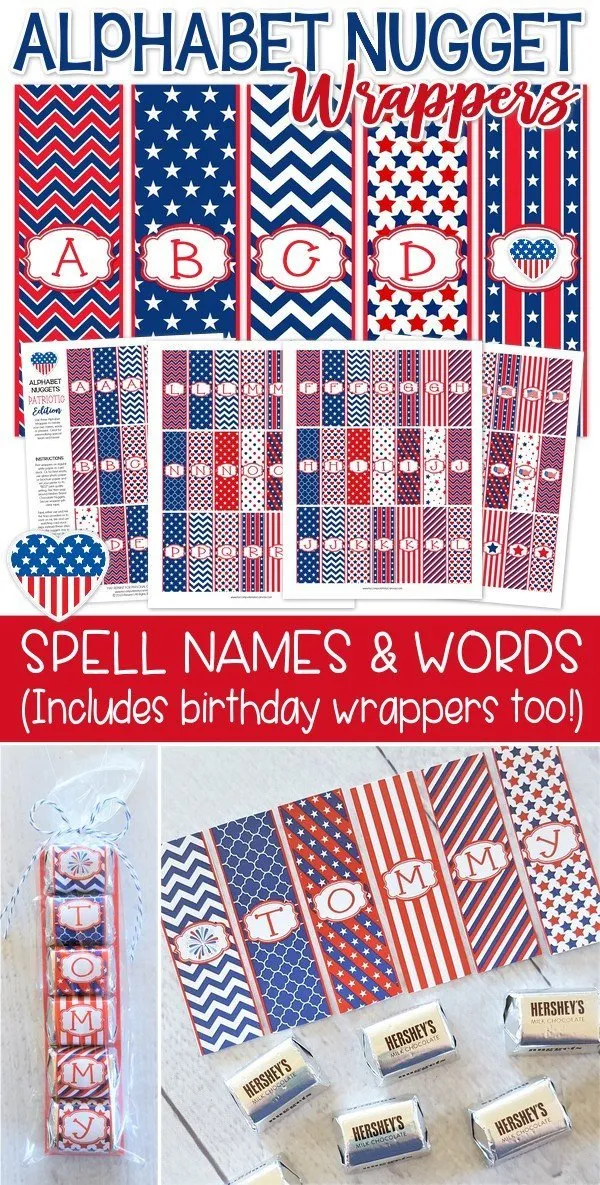 ALPHABET Nugget Wrappers {Patriotic} PRINTABLE