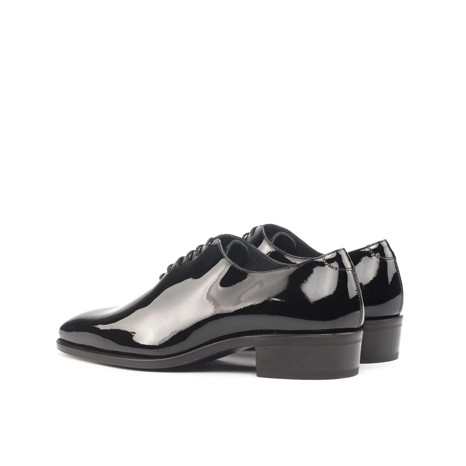 Ambrogio Bespoke Custom Men's Shoes Black Patent Leather Wholecut Oxfords (AMB1871)