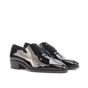 Ambrogio Bespoke Custom Men's Shoes Black Patent Leather Wholecut Oxfords (AMB1871)