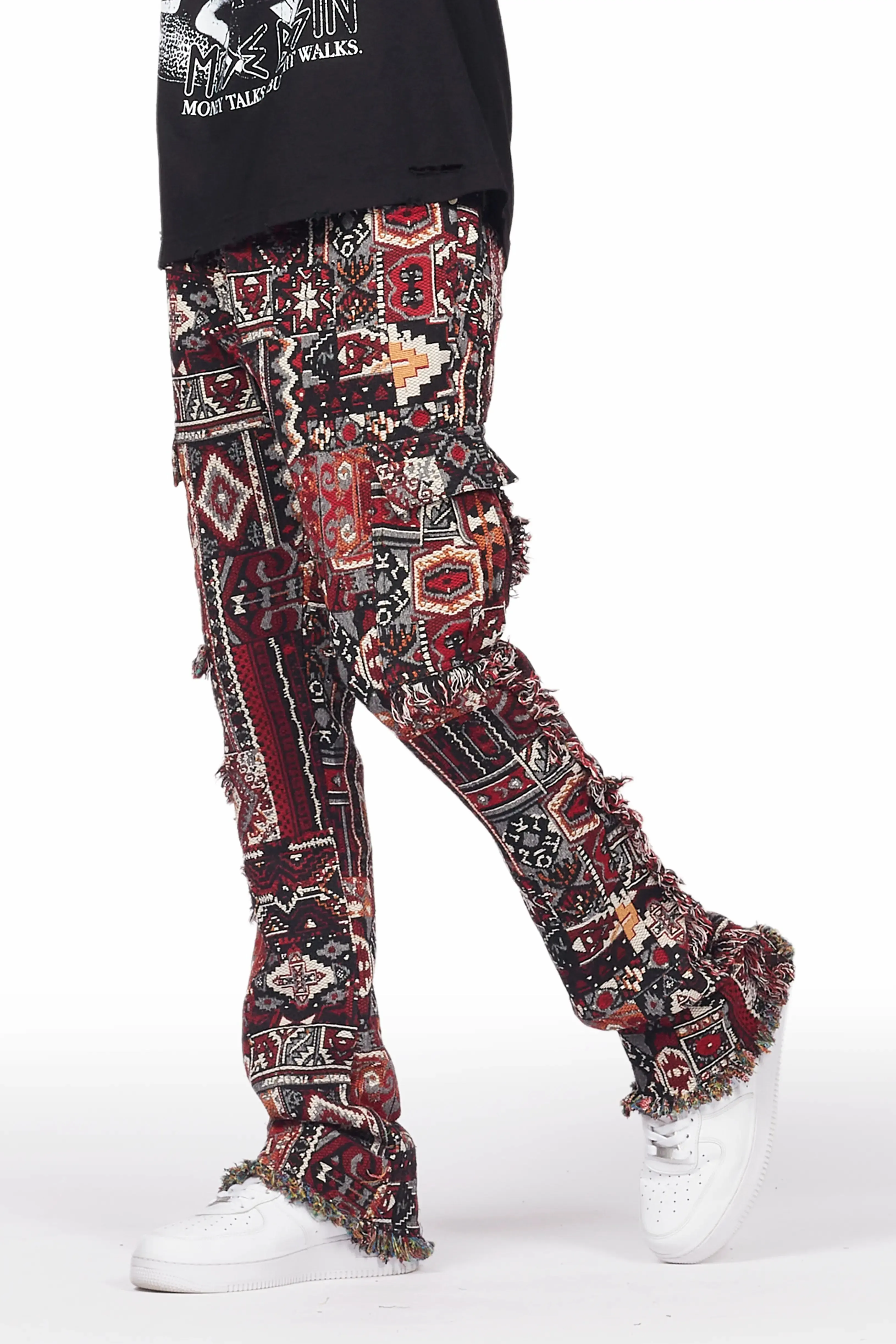 Chic Ayami Black/Multi Slim Flare Pants for Women