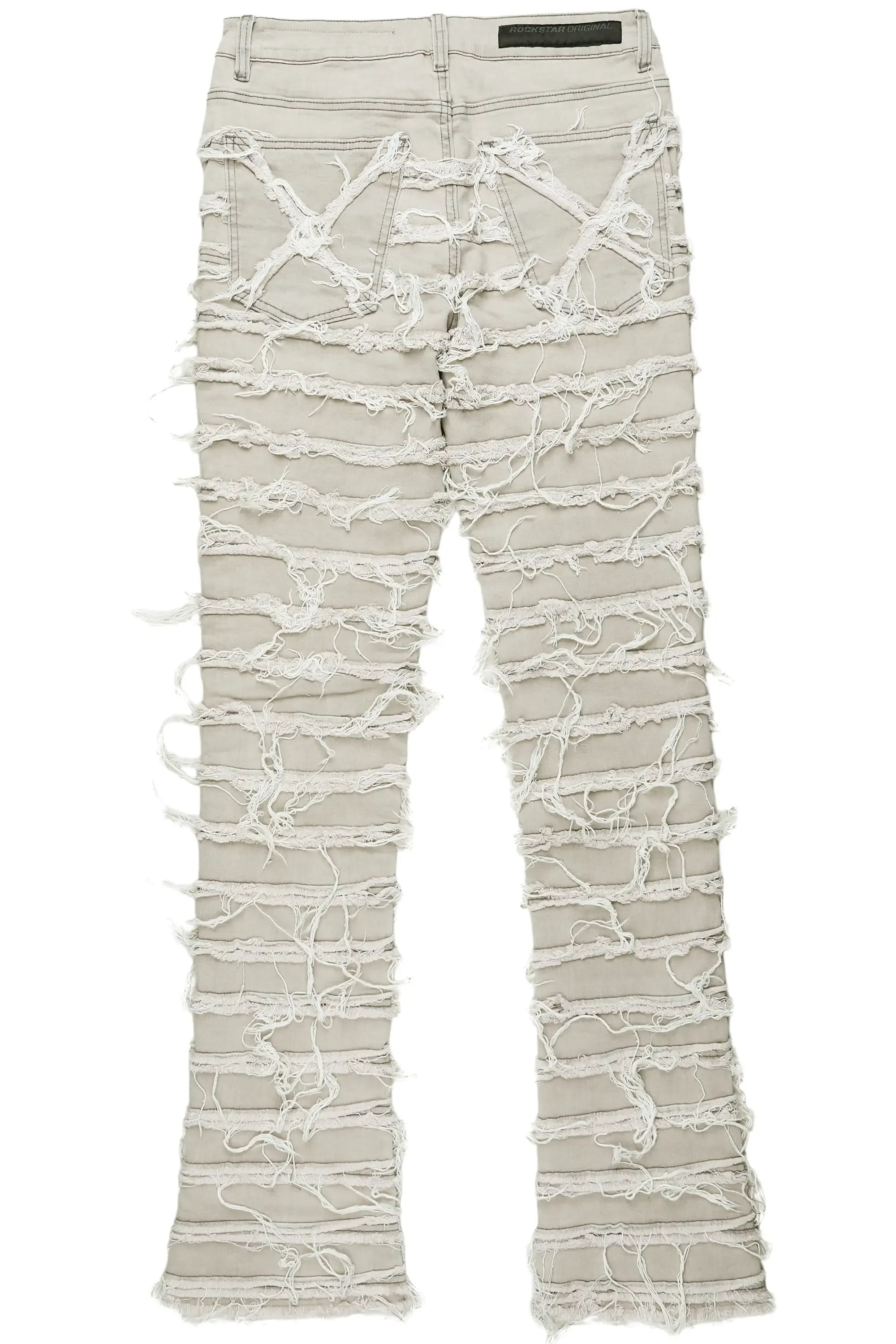 Ayan Grey Distressed Stacked Flare Jeans