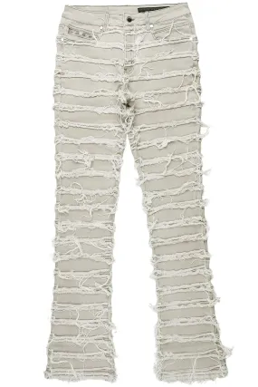 Ayan Grey Distressed Stacked Flare Jeans