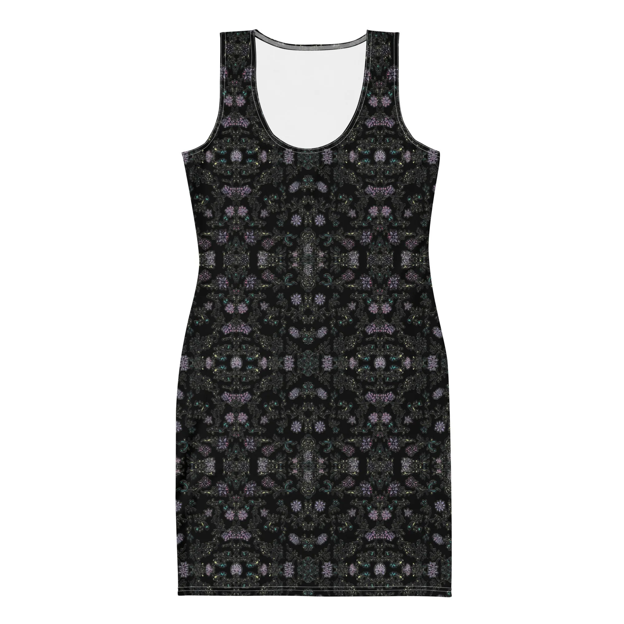 Black Floral Print Sleeveless Dress, Flower Print Elegant Women's Long Comfy Causal Dress- Made in USA/EU/MX