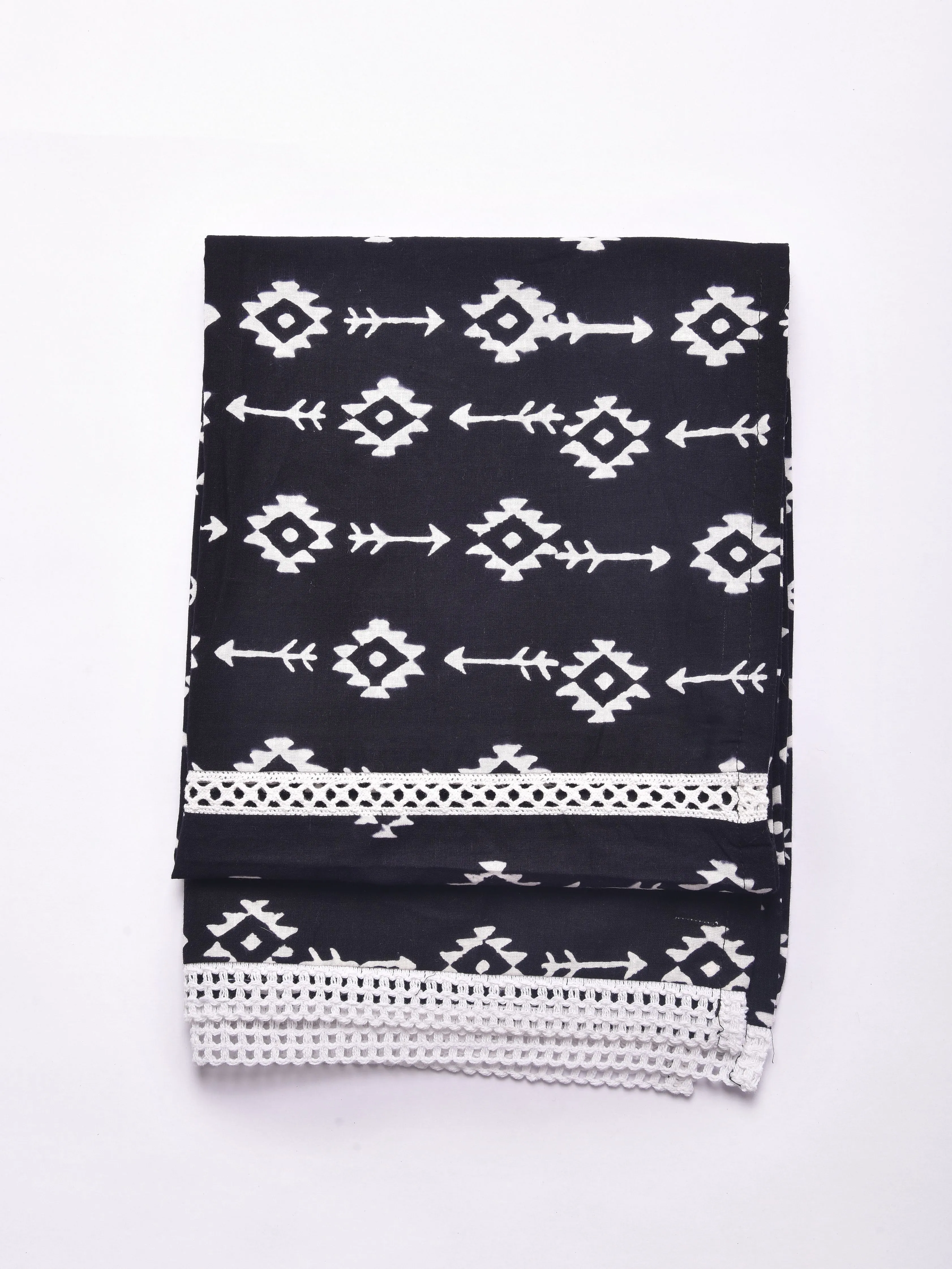 Black White Geometric Print Cotton Stole