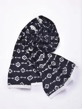 Black White Geometric Print Cotton Stole