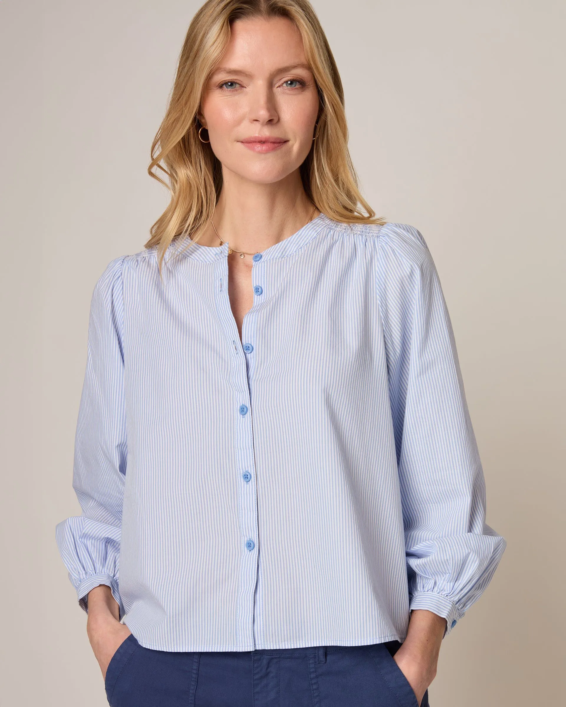 Blair Cotton Button Up Smock Blouse