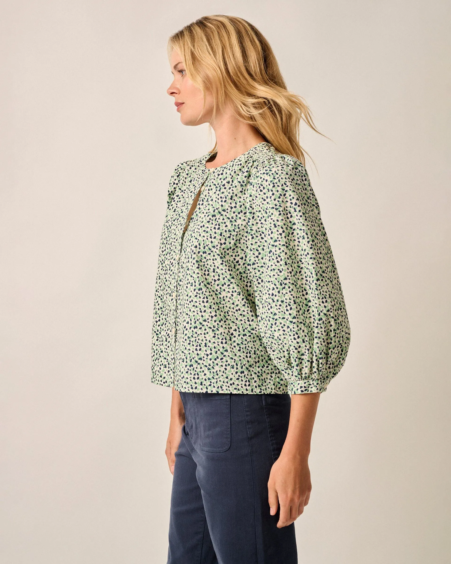 Blair Cotton Button Up Smock Blouse