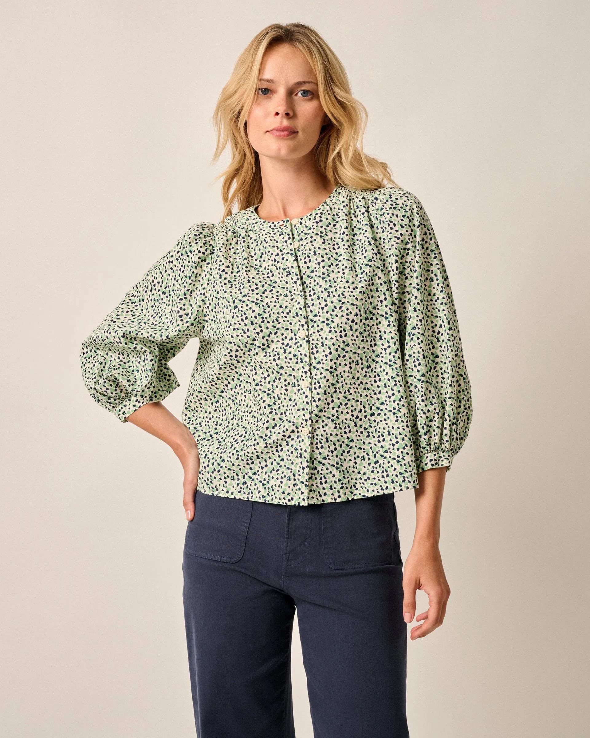 Blair Cotton Button Up Smock Blouse