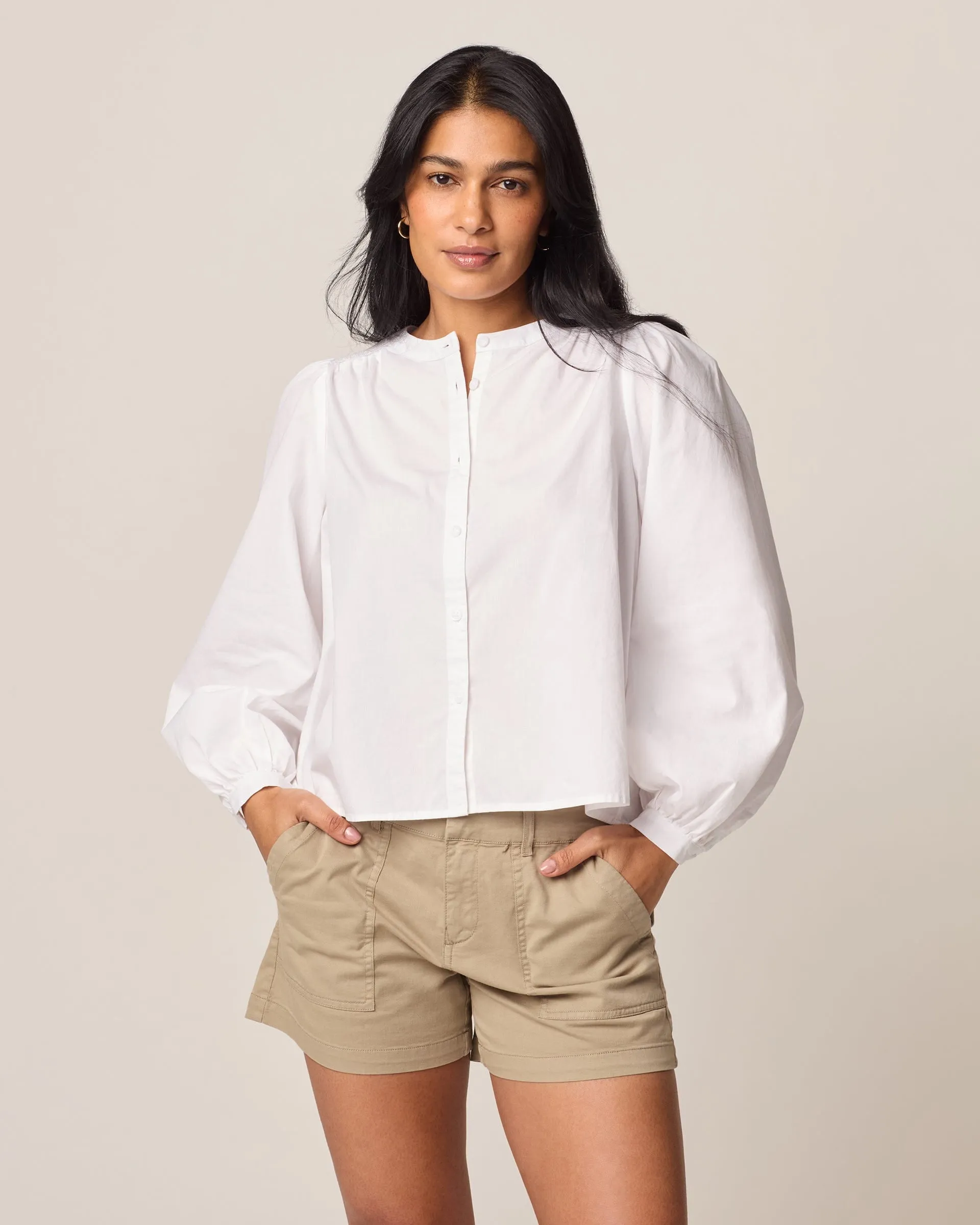 Blair Cotton Button Up Smock Blouse