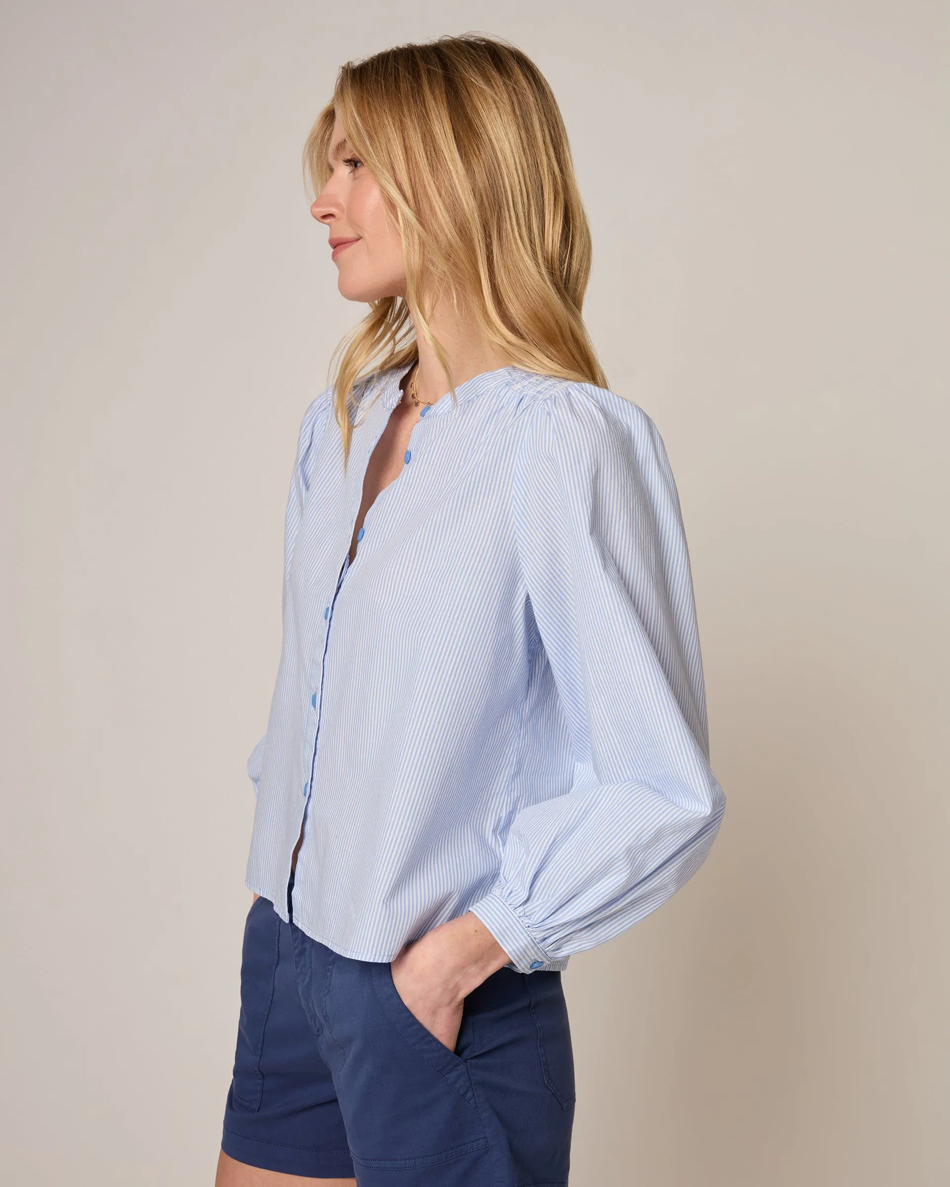 Blair Cotton Button Up Smock Blouse