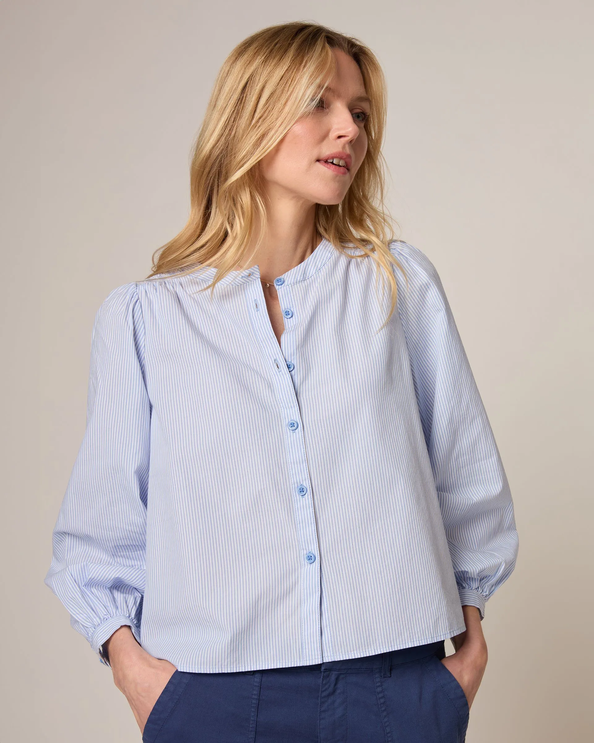 Blair Cotton Button Up Smock Blouse