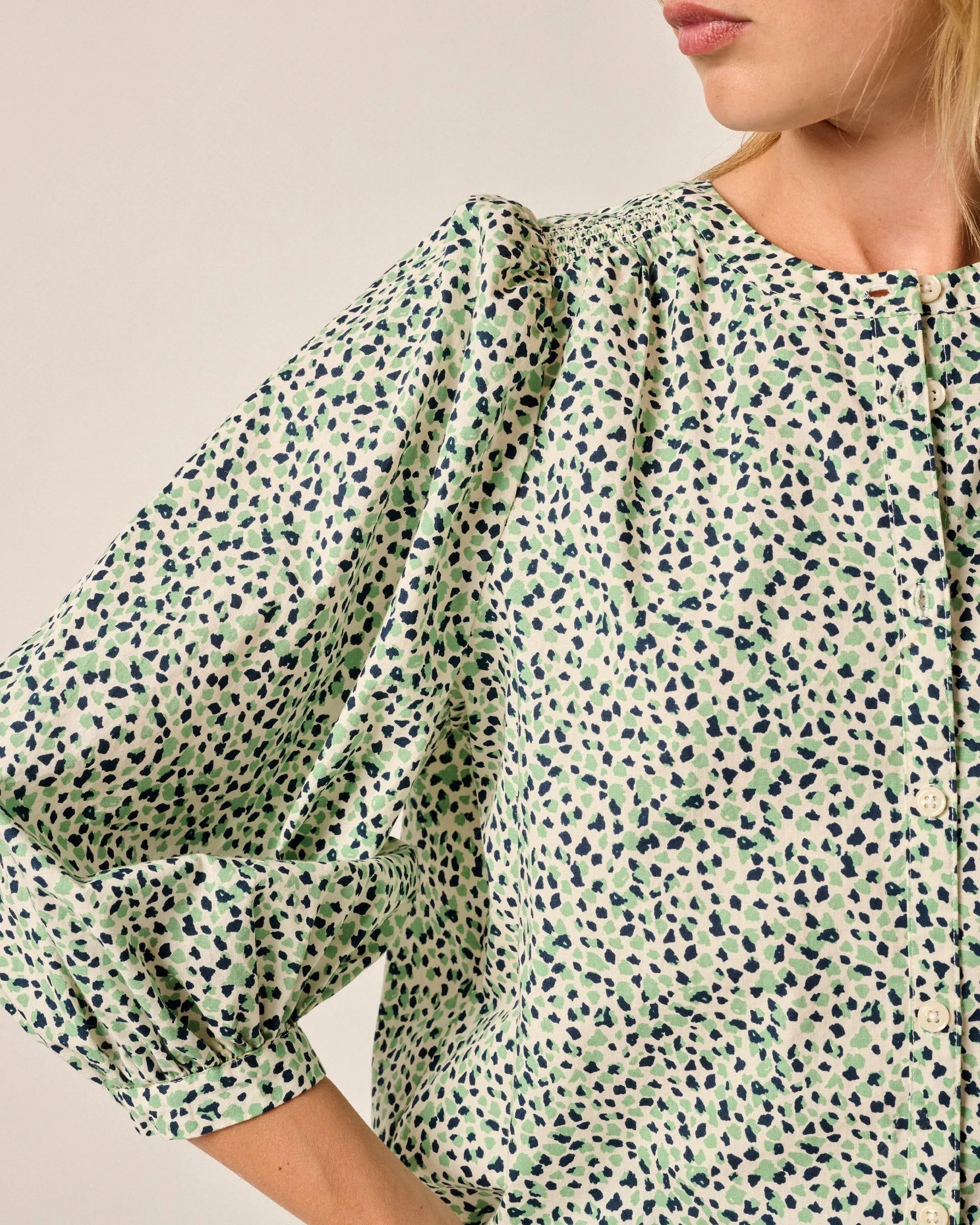 Blair Cotton Button Up Smock Blouse