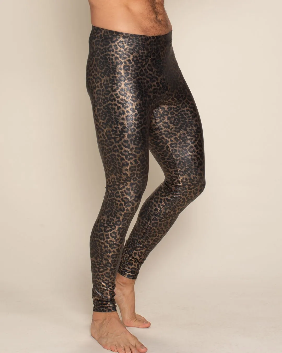 Bronze Leopard Metallic Leggings | Men's