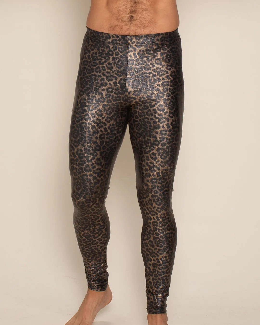 Bronze Leopard Metallic Leggings | Men's