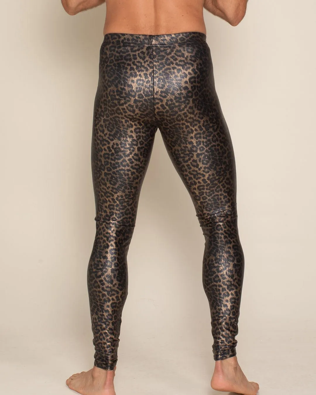 Bronze Leopard Metallic Leggings | Men's