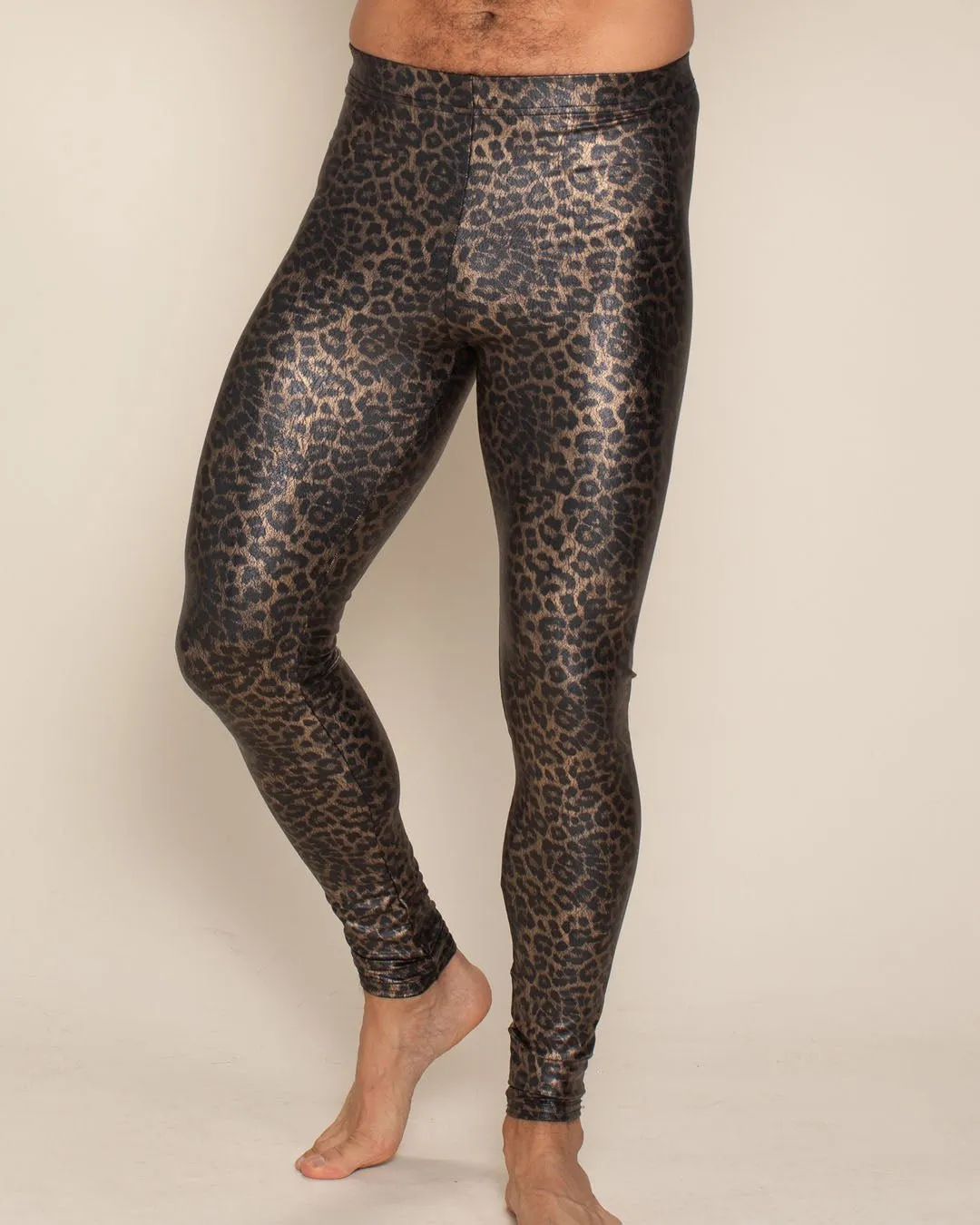 Bronze Leopard Metallic Leggings | Men's