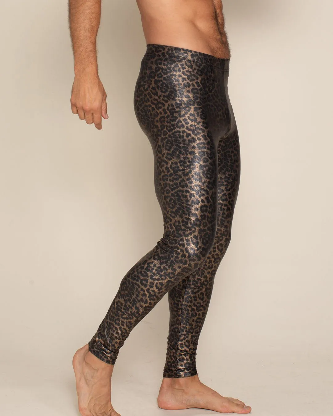 Bronze Leopard Metallic Leggings | Men's