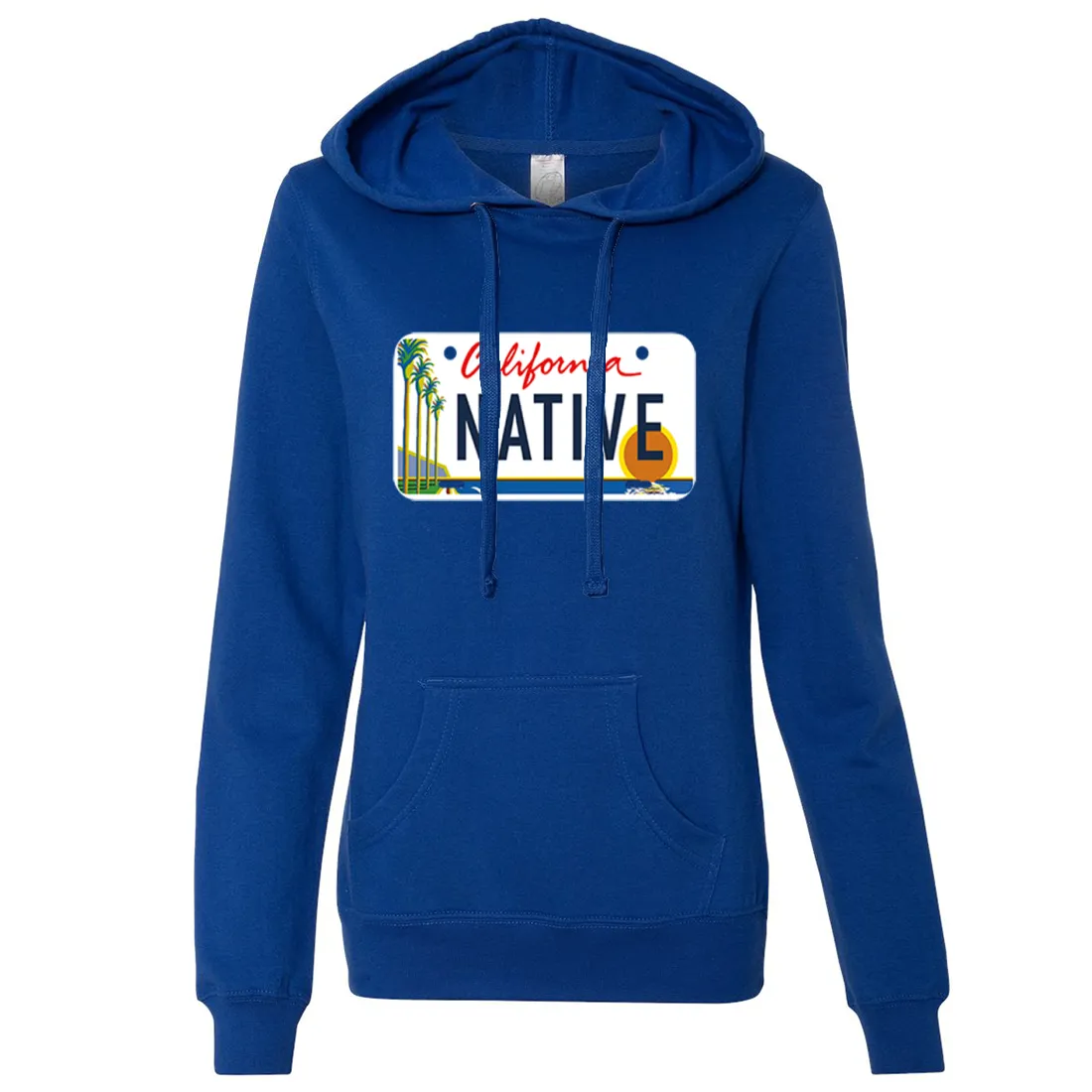 California Native License Plate Ladies Lightweight Fitted Hoodie