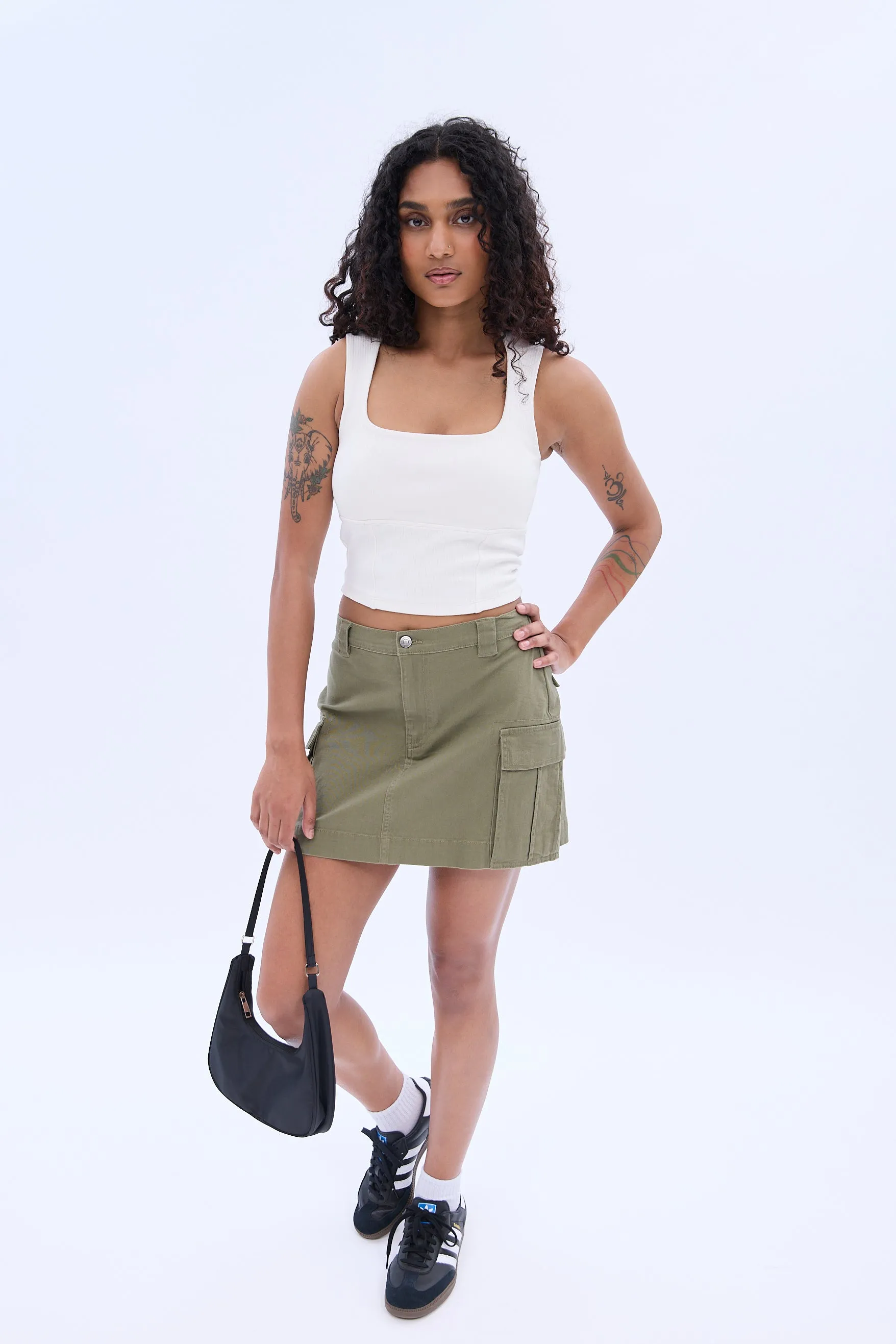 Cargo Twill Mini Skirt