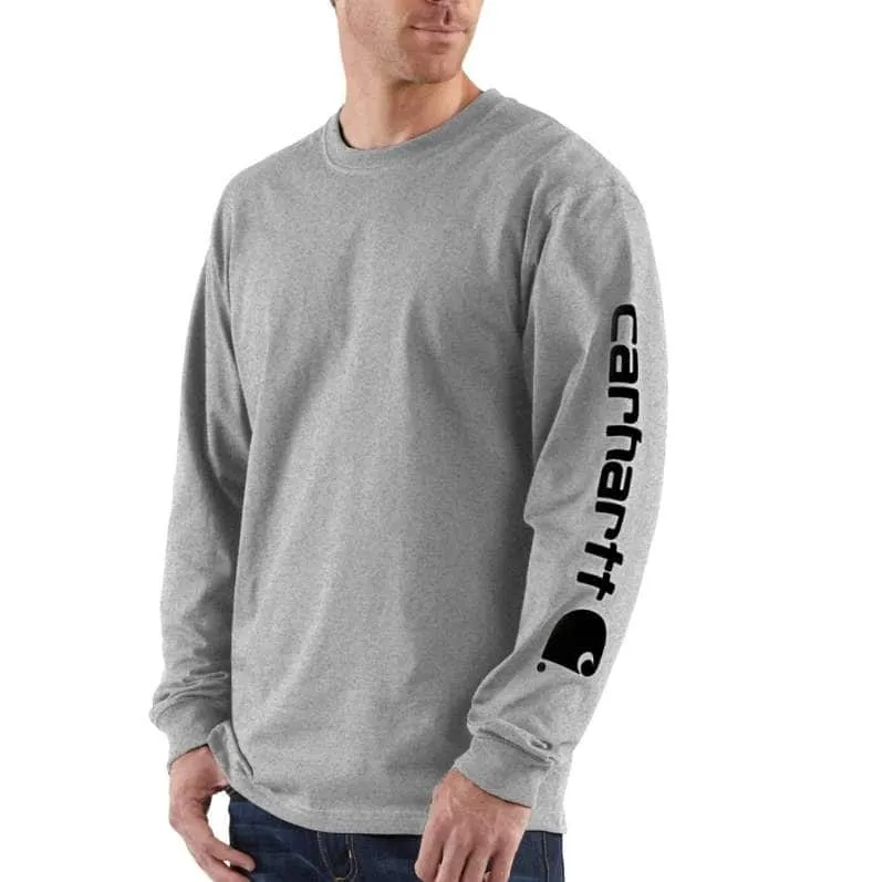 Carhartt Men's Loose Fit Heavyweight Long-Sleeve Logo Sleeve Graphic T-Shirt