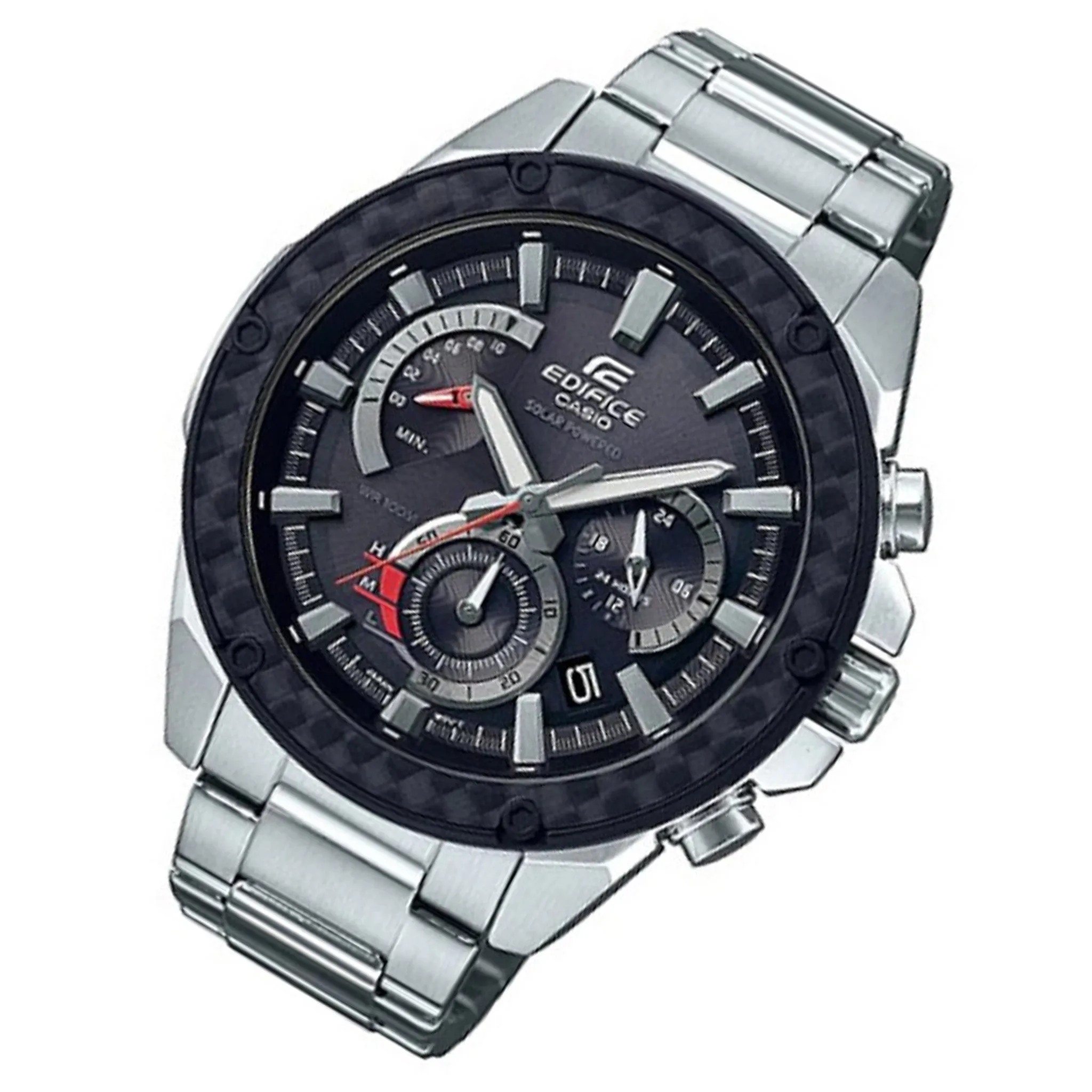 Casio Edifice Stainless Steel Black Dial Solar Chronograph Men's Watch - EQS910D-1A