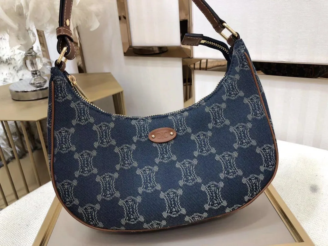 CE Ava Bag In Triomphe Canvas XL Denim For Women 9in/23cm