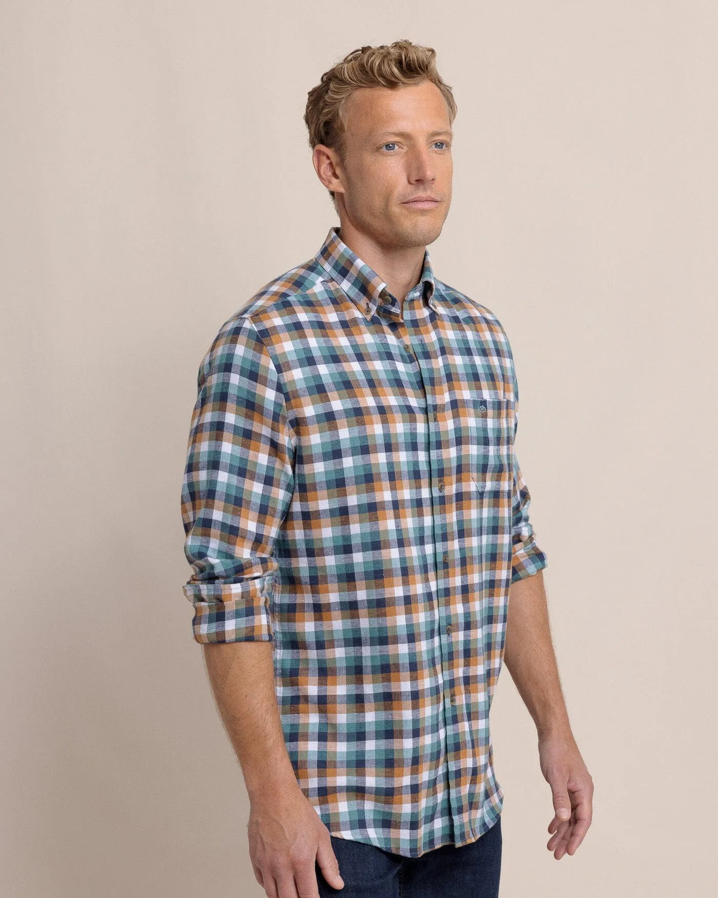 Cobblestone Plaid Beach Flannel Sport Shirt