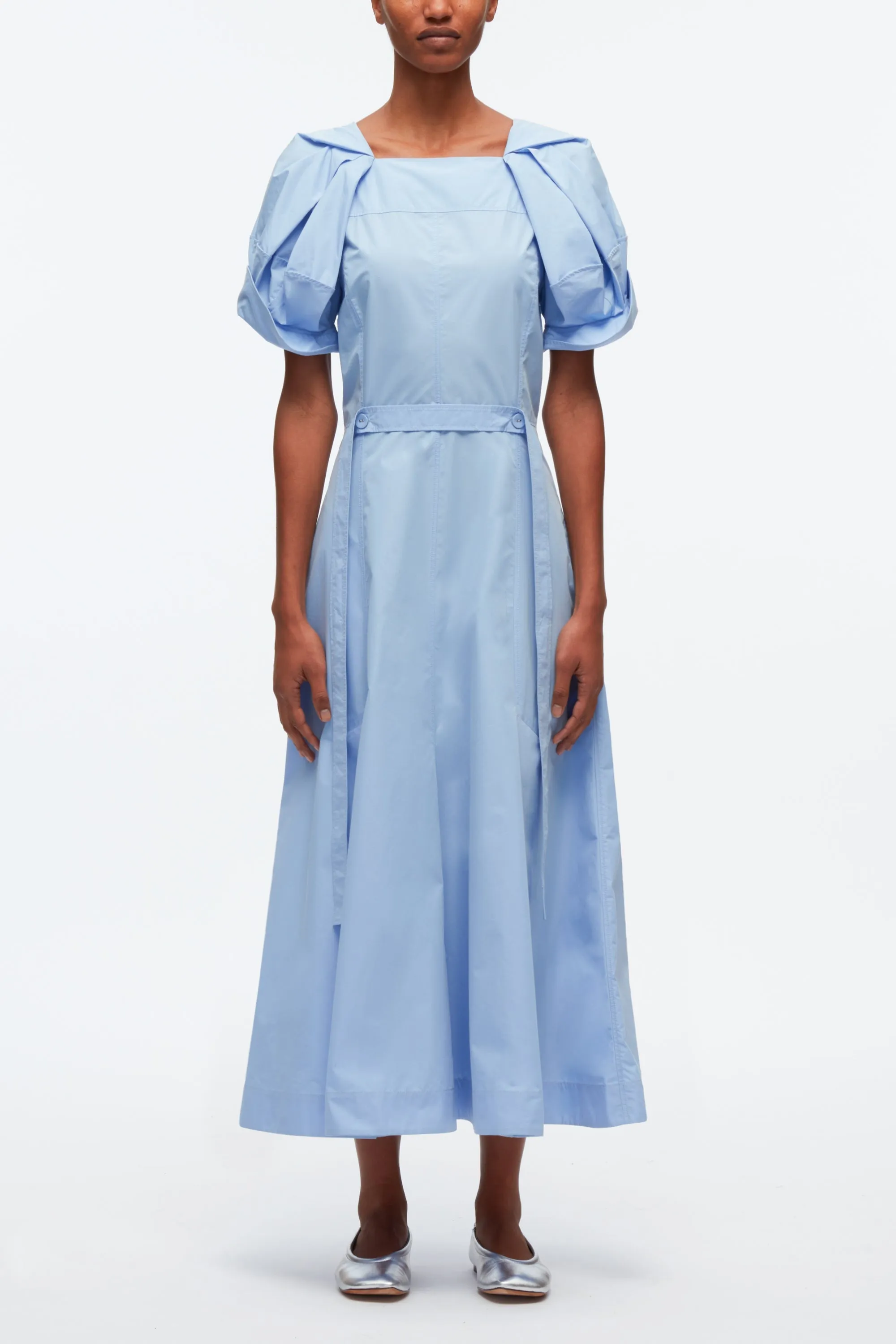 Collapsed Bloom Short Sleeve Belted Dress