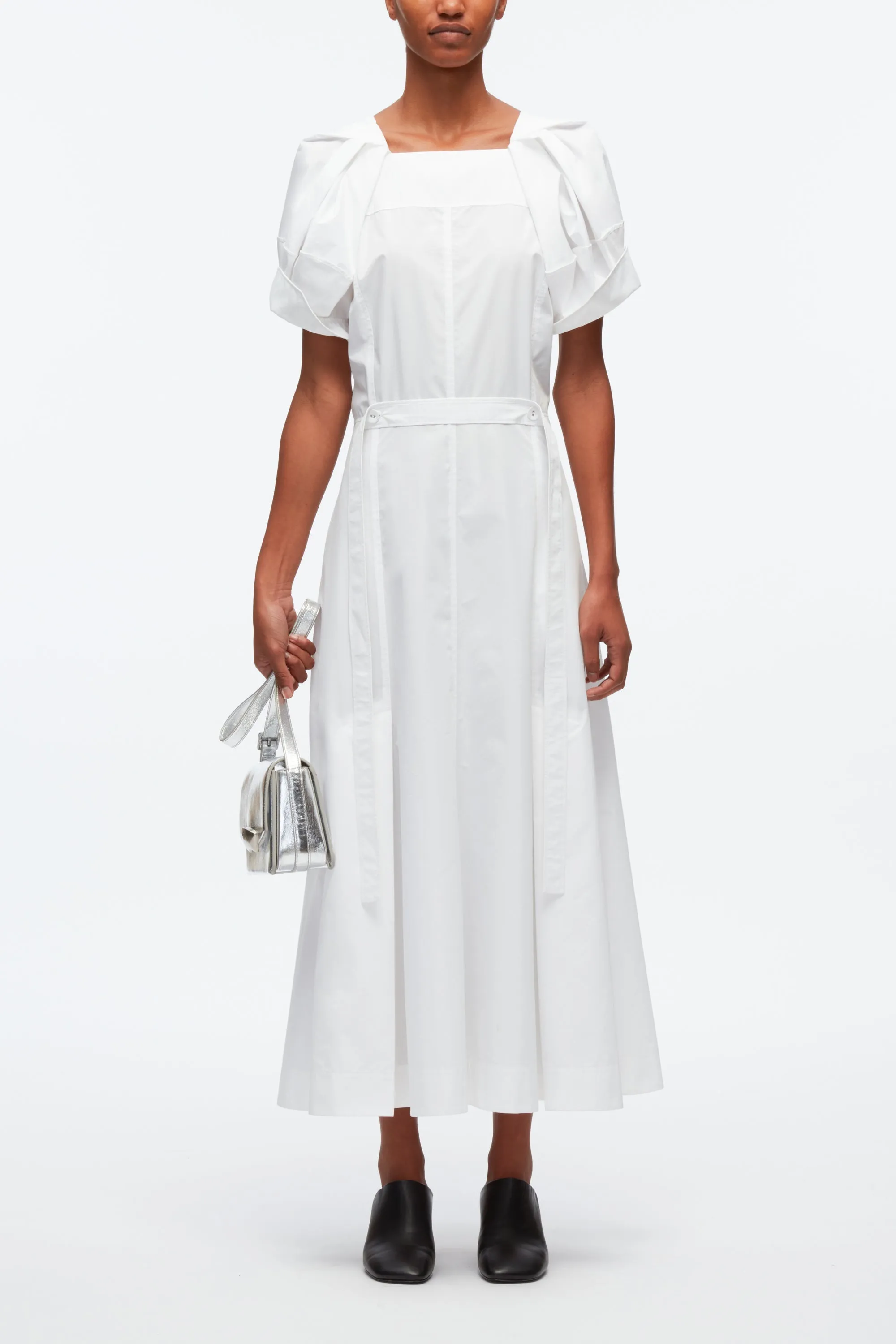 Collapsed Bloom Short Sleeve Belted Dress