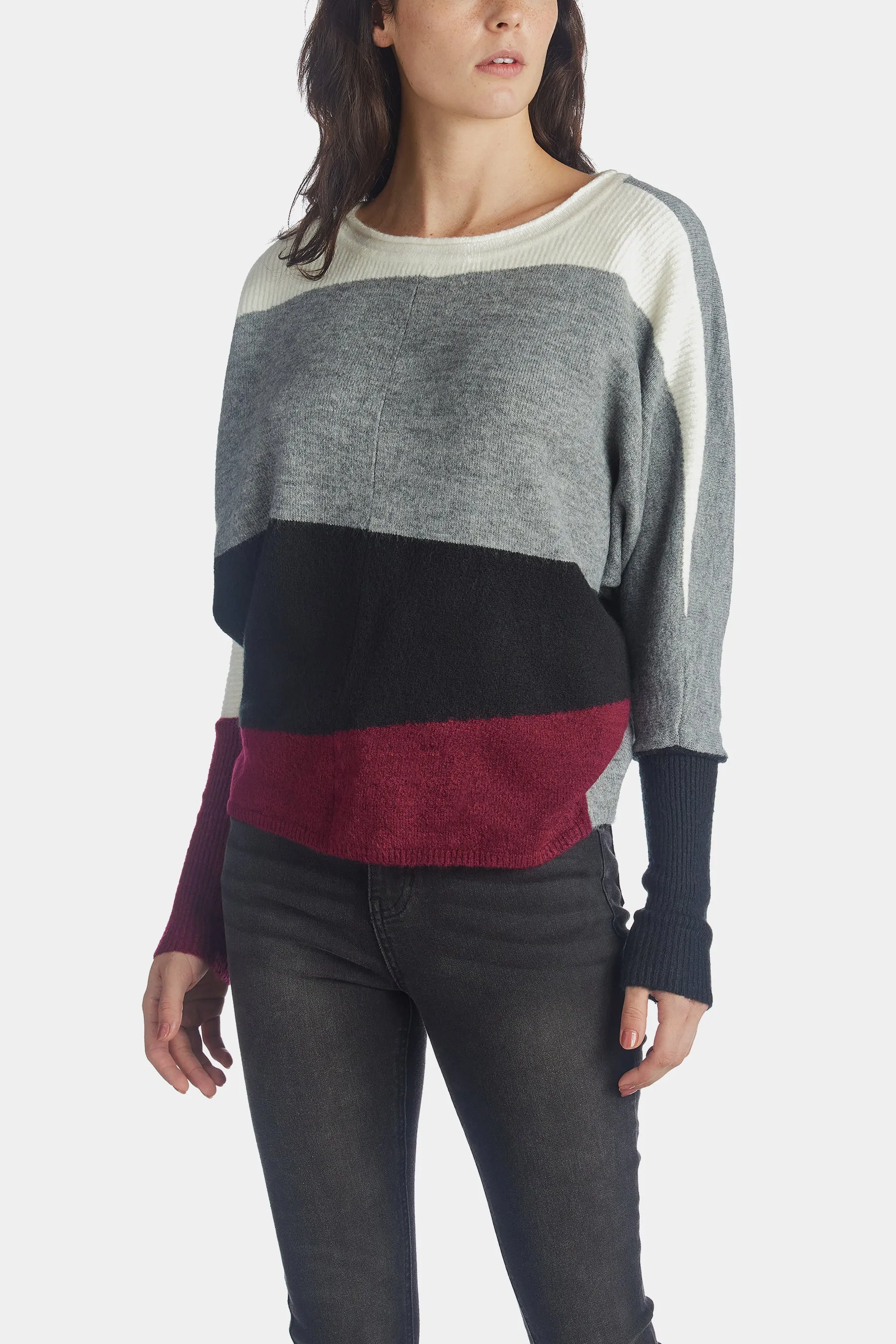 Color Block Crew Neck Sweater