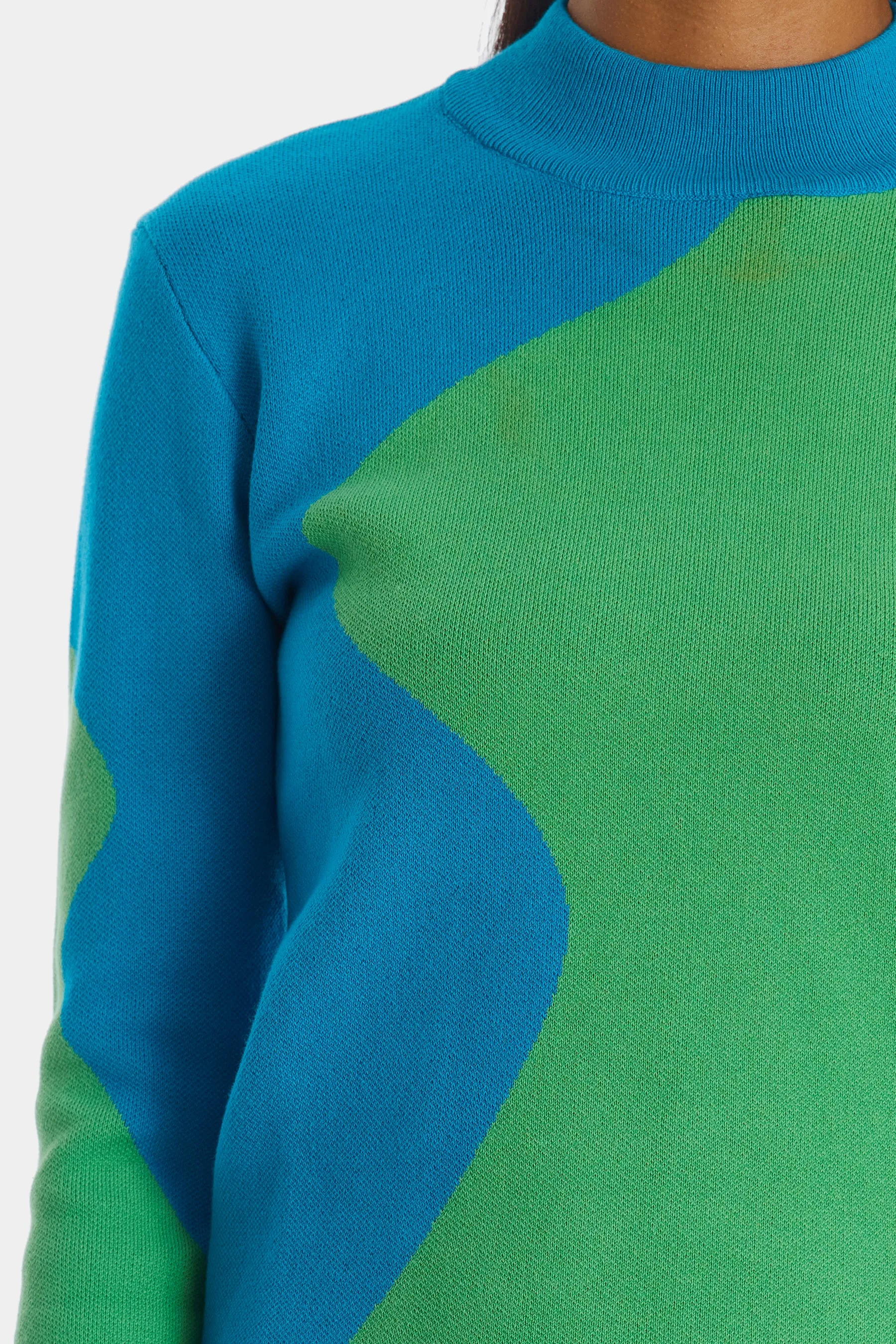 Colorblock Cutout Wavy Sweater