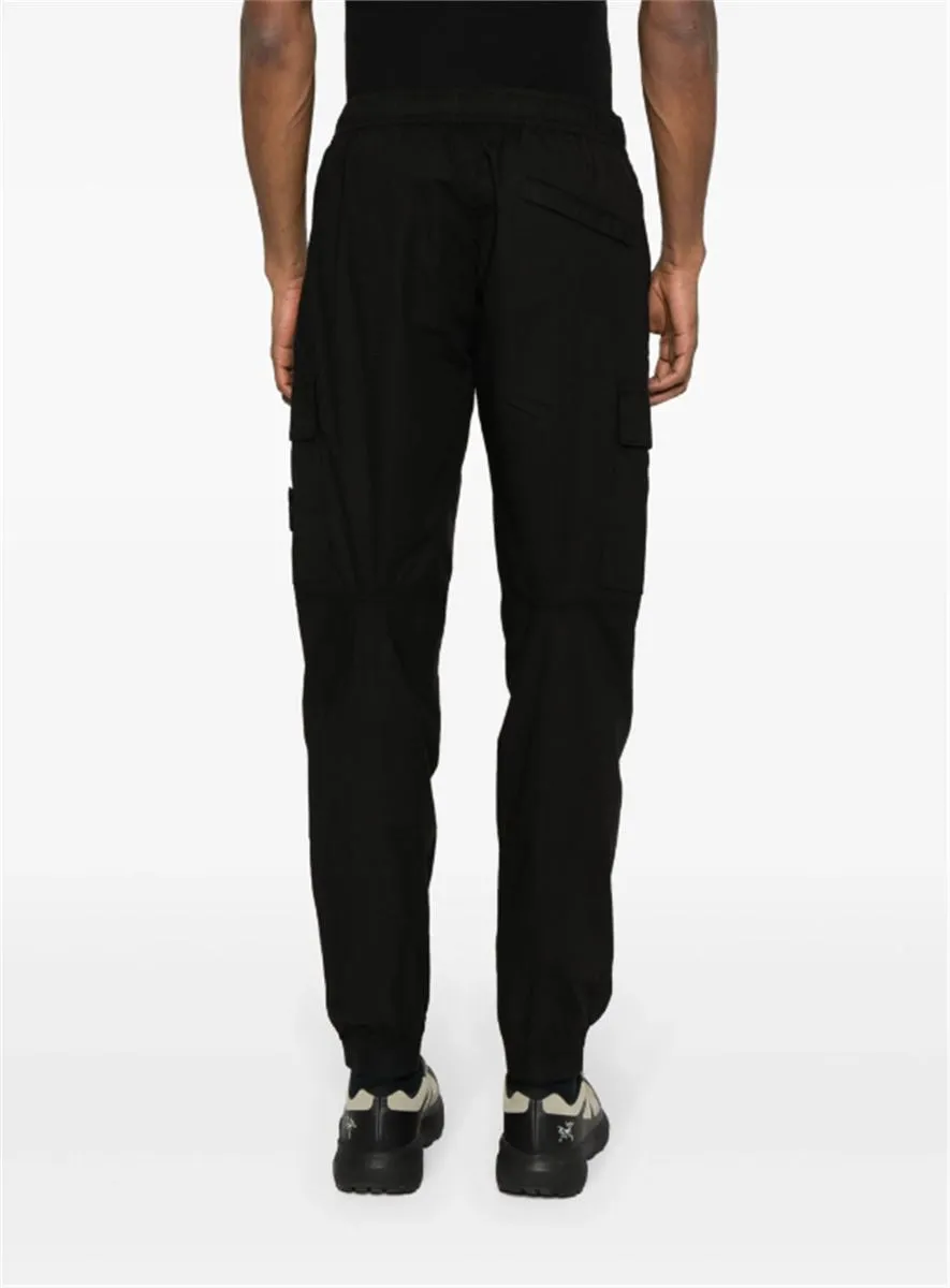 COMPASS-BADGE TAPERED CARGO TROUSERS