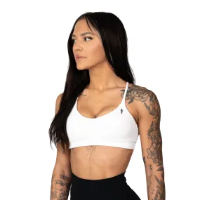 CORE V-NECK SPORTS BRA - WHITE