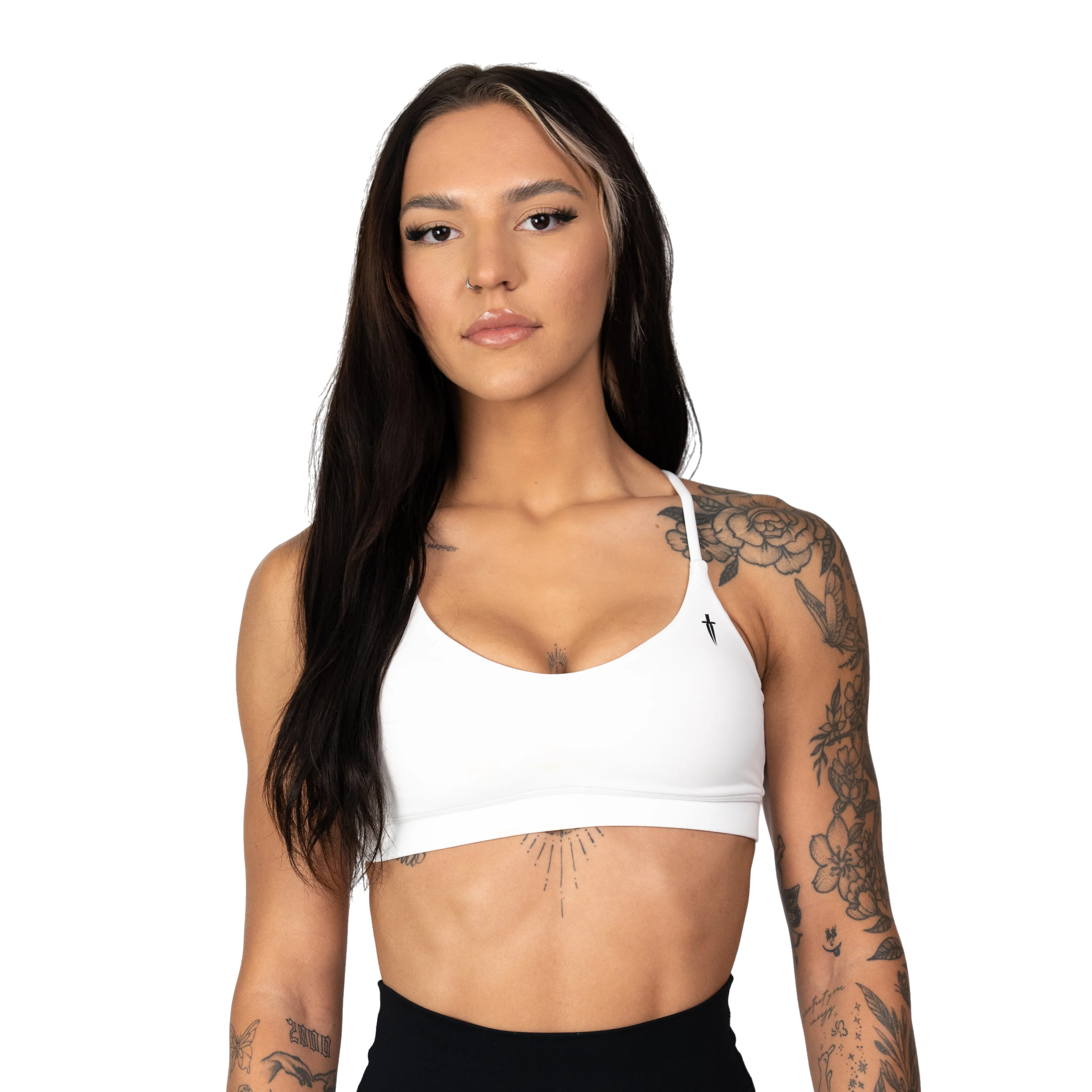 CORE V-NECK SPORTS BRA - WHITE